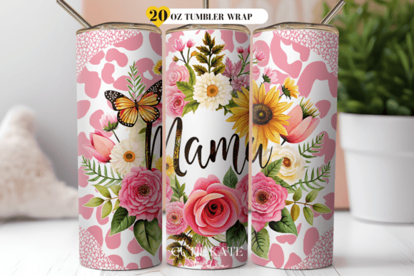 Download Leopard Mama Flower Tumbler Wrap Png - Leopard Collection