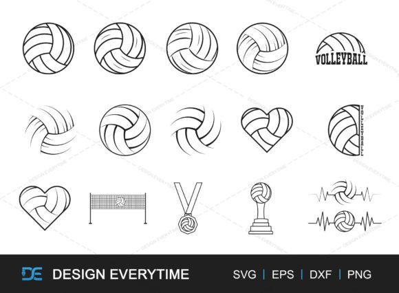 Download Volleyball Line Art Bundle SVG, Sports - Bundle Collection