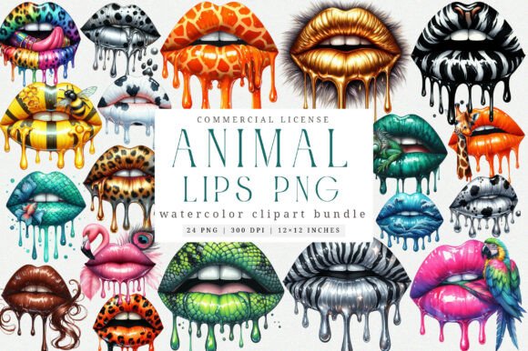 Download Animal Print Dripping Lips PNG Bundle - Bundle Collection