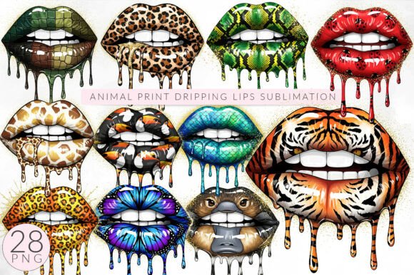 Download Animal Print Dripping Lips PNG Bundle - Bundle Collection