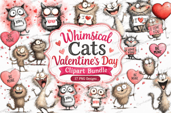Download Cats Valentine's Day Clipart PNG Bundle - Bundle Collection