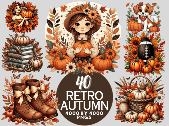 Download 40 Retro Fall PNG Sublimation Bundle - Bundle Collection