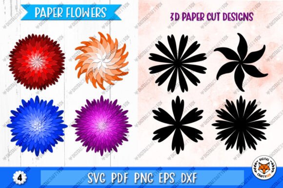 Download Paper Flowers SVG, 3D Flowers Silhouette - Premium Resources
