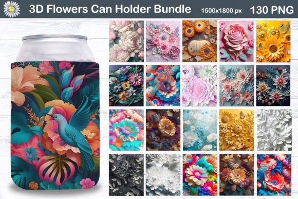 Download 3D Flowers Can Cooler Bundle - Bundle Collection