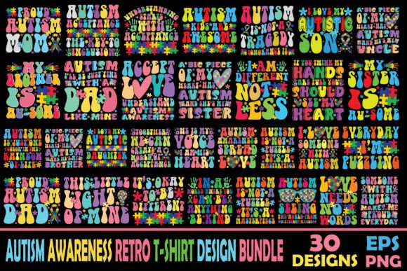 Download Autism Awareness Retro Designs Bundle - Bundle Collection