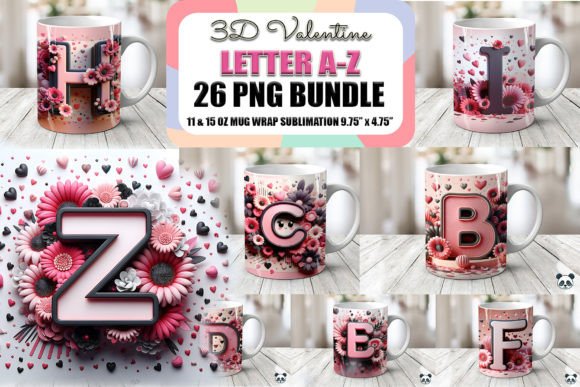 Download Valentine Alphabet 3D Mug Wrap Bundle - Bundle Collection