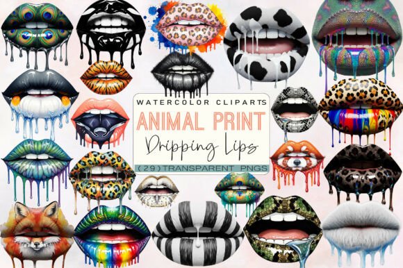 Download Animal Print Dripping Lips PNG Bundle - Bundle Collection