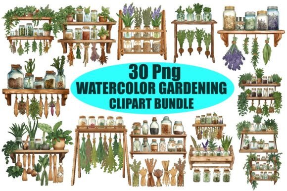 Download Watercolor Herbal Garden Clipart Bundle - Bundle Collection