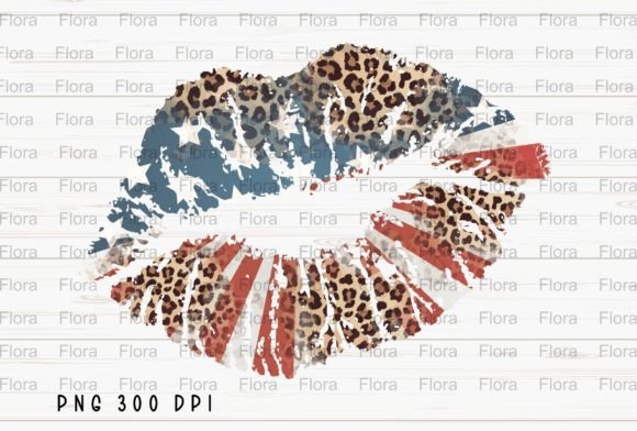 Download Leopard American Flag Lips USA PNG - Leopard Collection