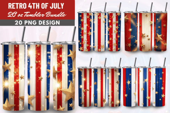 Download Retro 4Th of July Tumbler Wrap Bundle - Bundle Collection