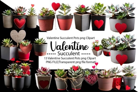 Download Valentine Succulent Pots PNG Bundle - Bundle Collection