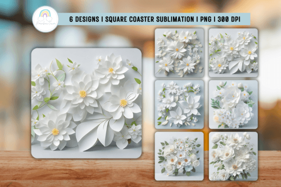 Download 3D Flowers Square Coaster Sublimation - 3d flowers Collection