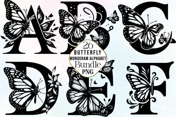 Download Butterfly Monogram Alphabet SVG Bundle - Bundle Collection