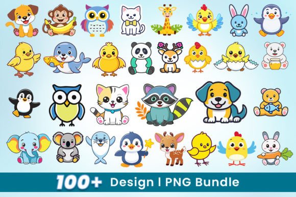 Download 100 Cute Baby Animal Stickers Bundle PNG - Bundle Collection