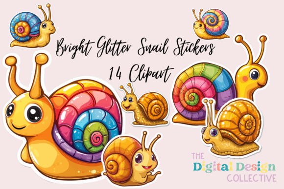 Download Bright Glitter Snail Stickers Bundle - Bundle Collection