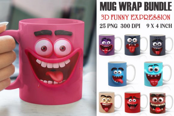 Download Funny Expression 3D Mug Wrap Bundle - Bundle Collection