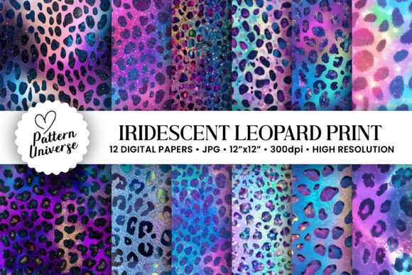 Download Iridescent Leopard Print Digital Paper - Leopard Collection