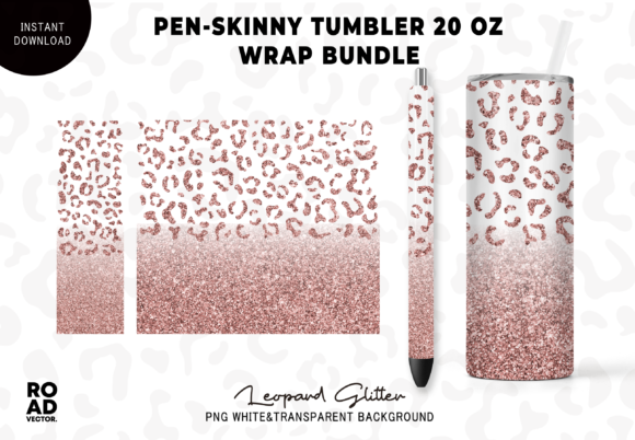 Download Rose Glitter Leopard Pen &amp; Tumbler Wrap - Leopard Collection