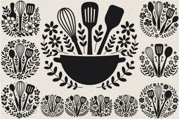 Download Floral Kitchen Baking Tools SVG Bundle - Bundle Collection