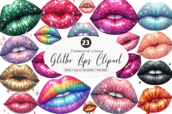 Download Glitter Lips Clipart Bundle, Sublimation - Bundle Collection