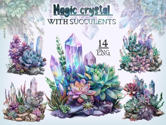 Download Crystals with Succulents PNG Bundle - Bundle Collection
