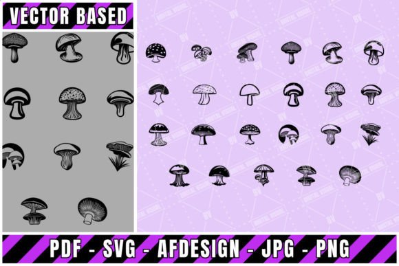 Download Huge Bundle of 23 Vector Based Mushrooms - Bundle Collection