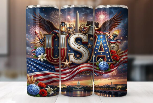 Download Patriotic USA Flag Tumbler Wrap PNG - Tumbler wrap png Collection