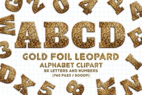 Download Gold Foil Leopard Glitter Alphabet - Leopard Collection